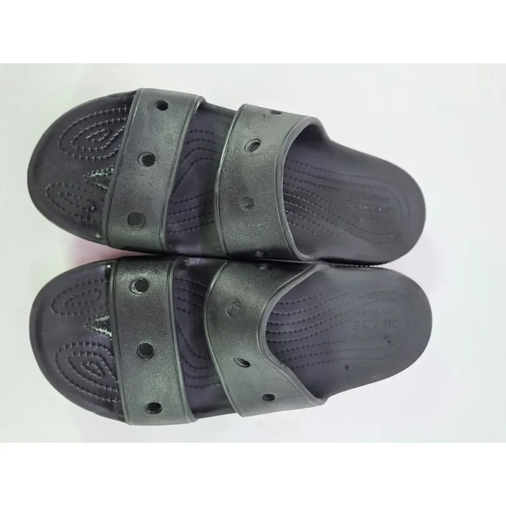 Crocs Classic Two-Strap Sandals Black Unisex M9/W11 Lightly Used